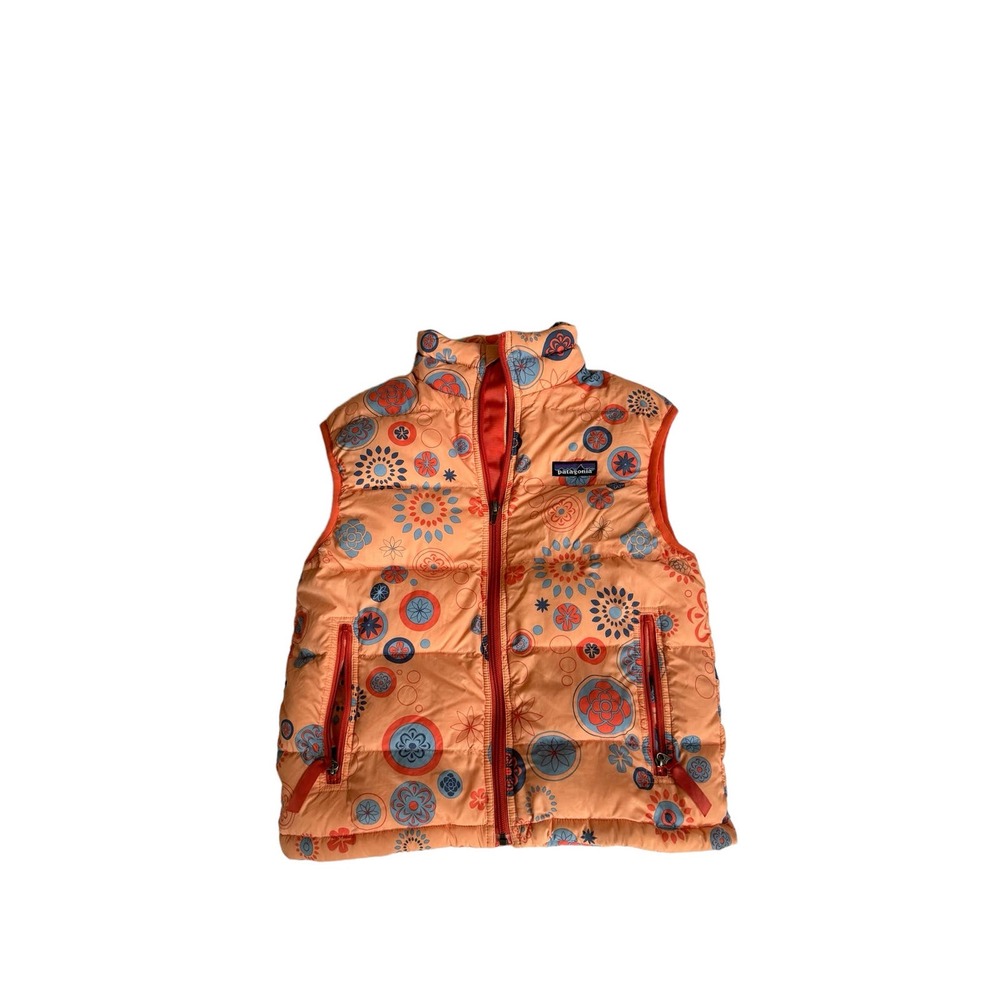 Patagonia Girls Goose Down Orange Puffer Vest Size M‎
